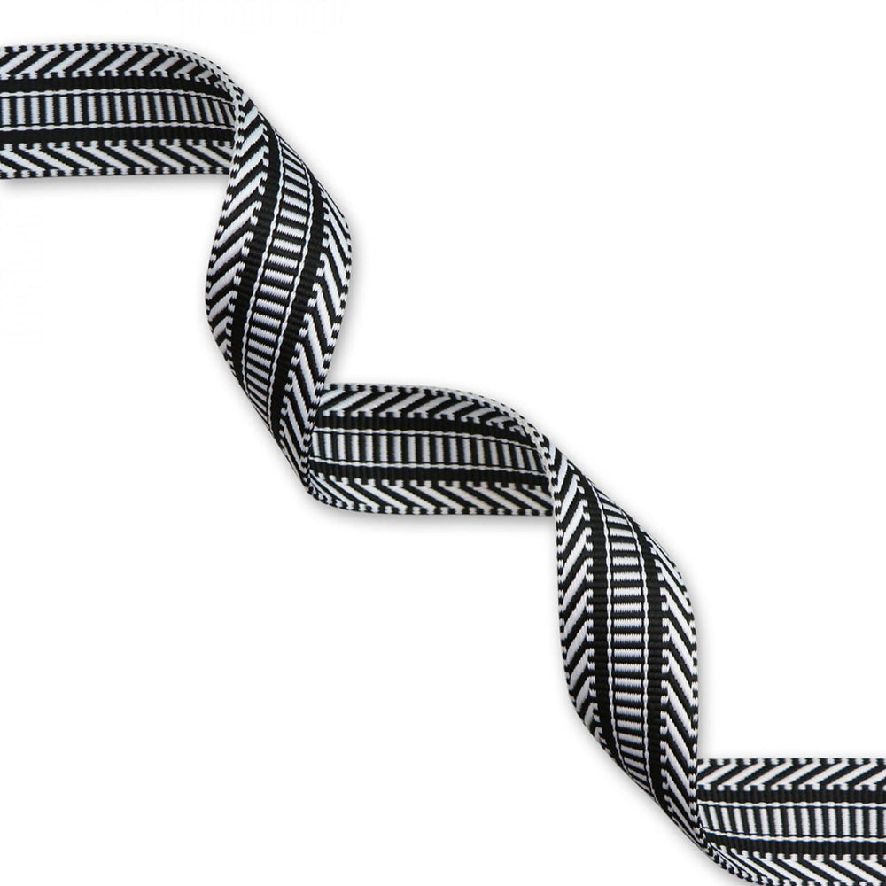 Railroad Track Black & White Webbing 1 1/2in